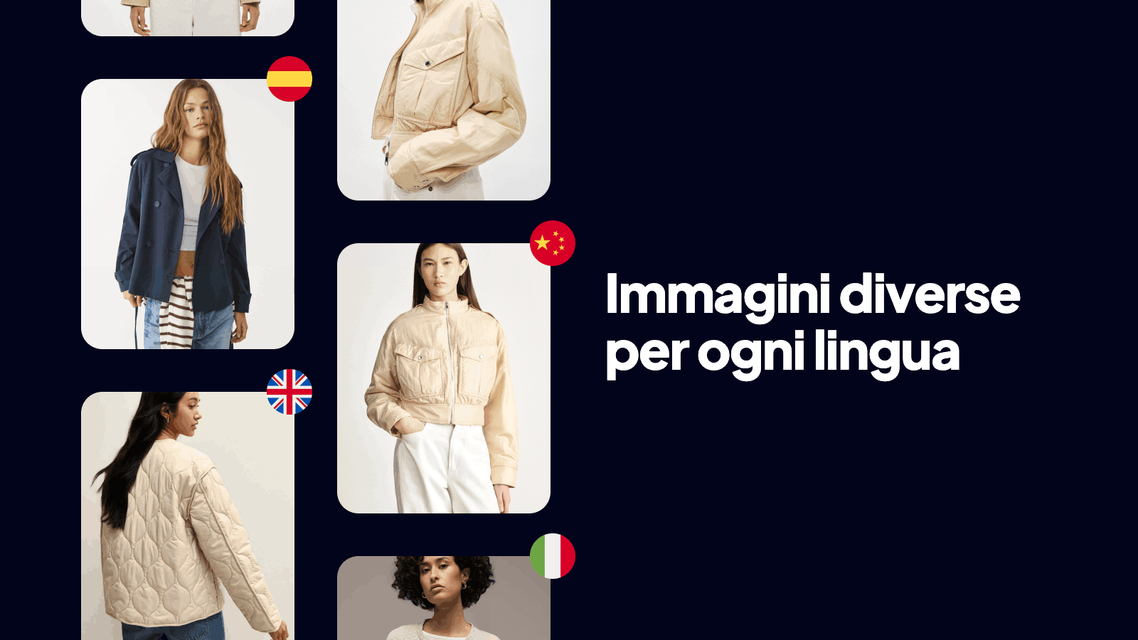 Immagini e contenuti visivi localizzati per lingua su un negozio Shopify