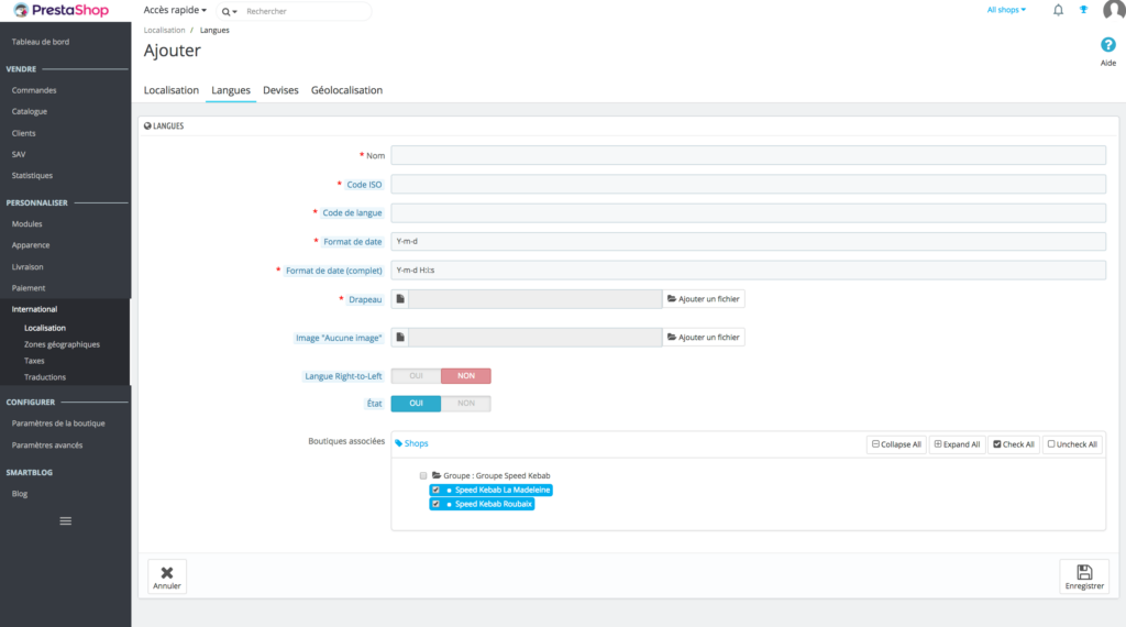 Prestashop multilangue