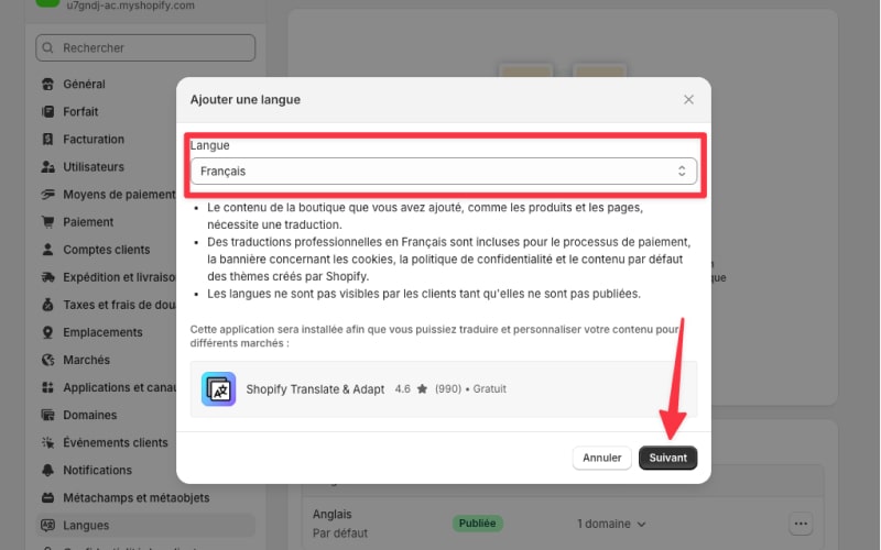 Ajouter une langue